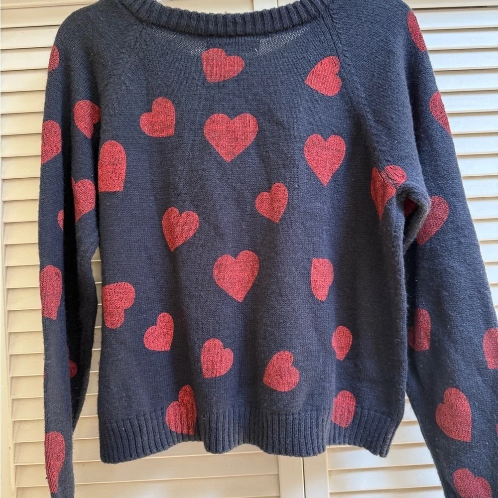 Adam Levine Collection Heart Sweater - Navy and Red Junior Sz L